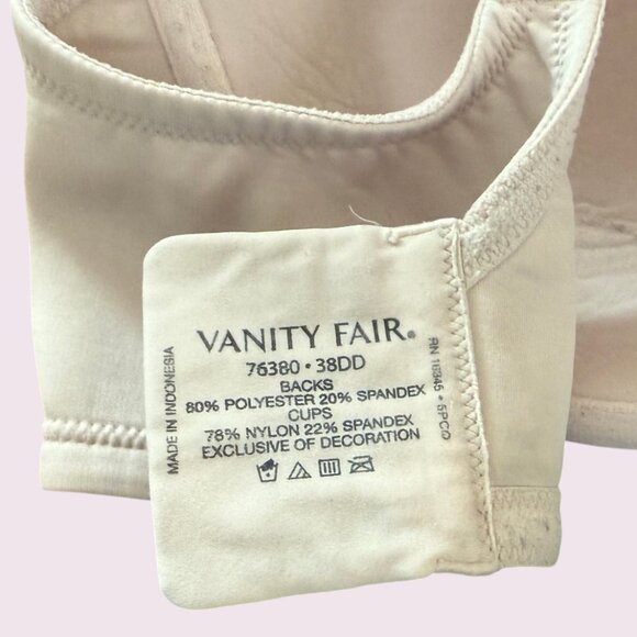 Vanity Fair 38DD Stiff Padded Beauty Back Smoothing Minimizer Bra Pale Pink - Picture 6 of 8